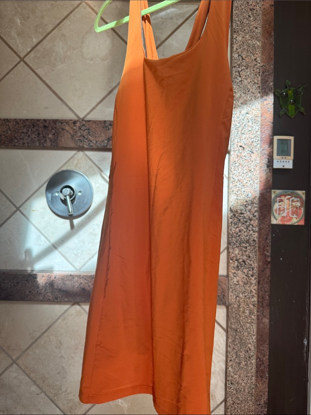 REI Orange Midi A-Line Skirt lined w pockets for biking, hiking outdoors